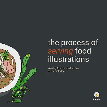 The process of serving food illustrations, from hand-sketches to user interface