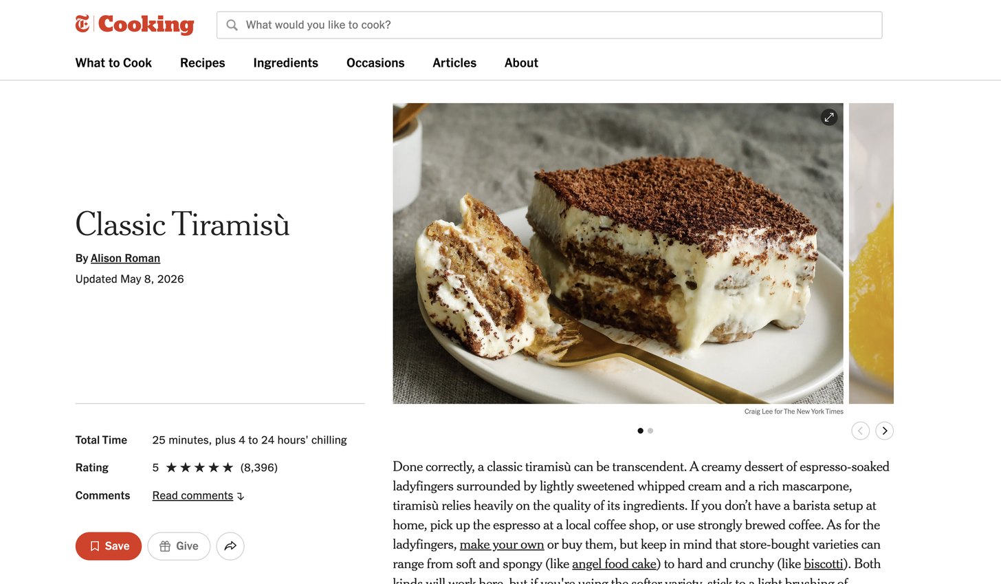 The Classic Tiramis&ugrave; recipe on NYT Cooking